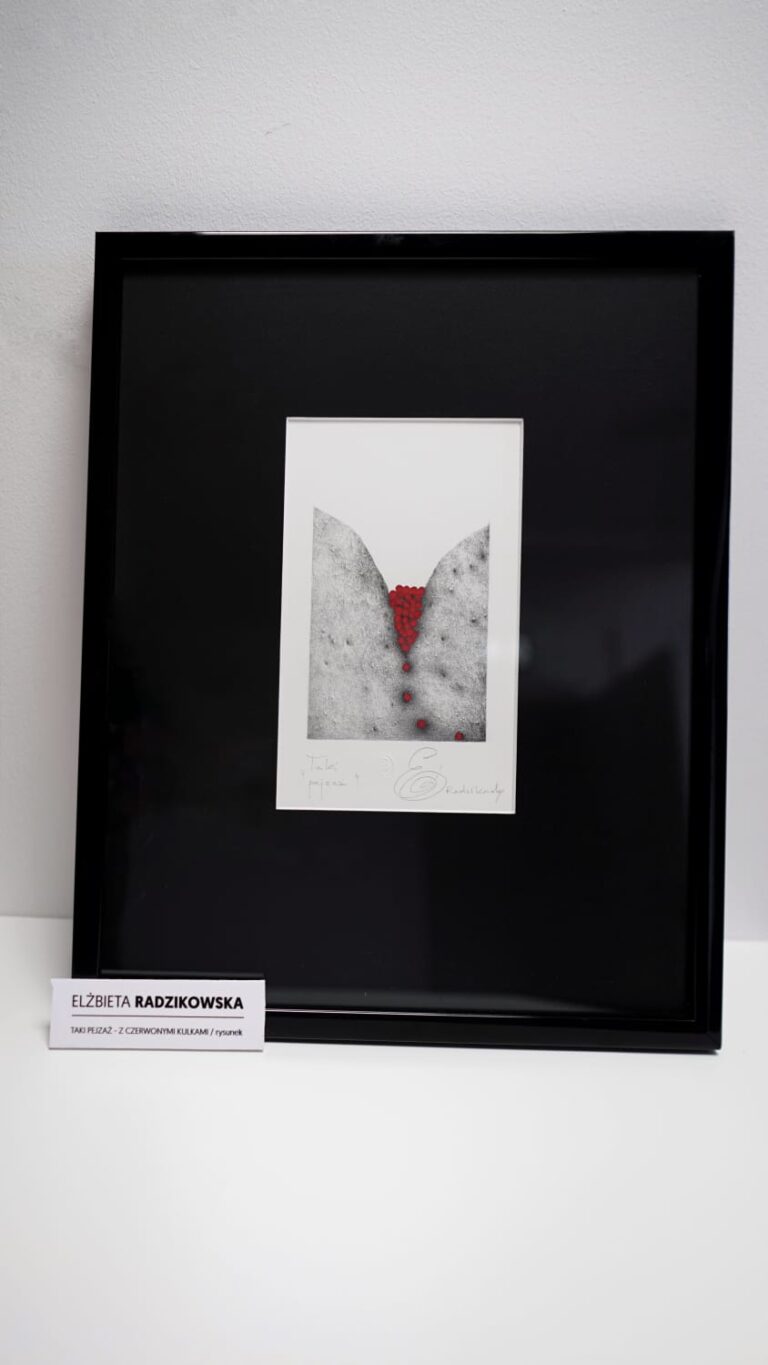 Taki pejzaż z czerwonymi kulkami (rysunek)